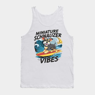 Majestic Miniature Schnauzer Surfing A Wave Tank Top